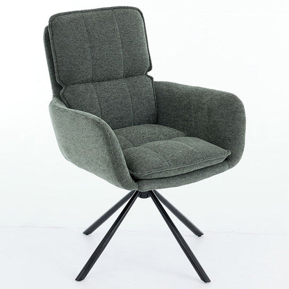 1.2m Grey Circular Ceramic Table & 4 x Forest Green Luxe Panel Stitch Swivel Chair Set - The Furniture Warehouse