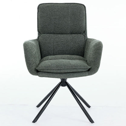 1.2m Grey Circular Ceramic Table & 4 x Forest Green Luxe Panel Stitch Swivel Chair Set - The Furniture Warehouse