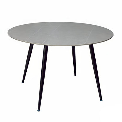 1.2m Grey Circular Ceramic Table & 4 x Grey High Back Swivel Chair Set - The Furniture Warehouse