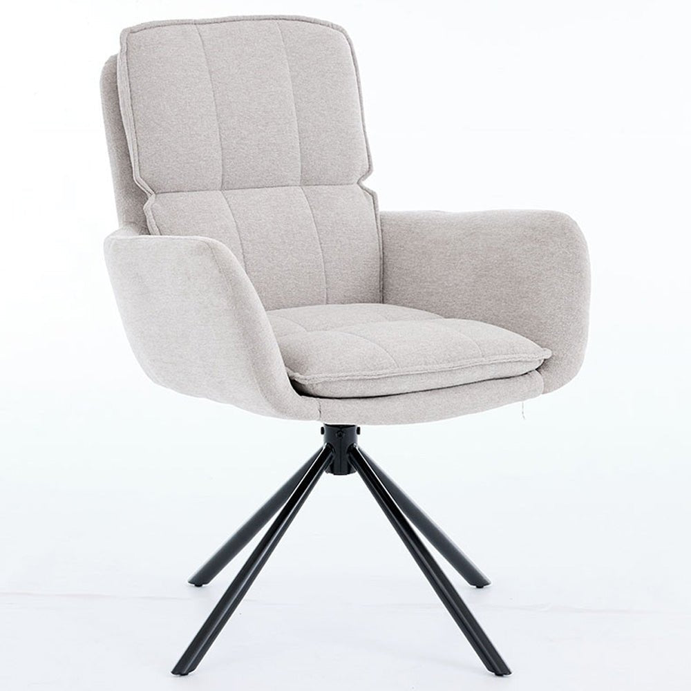 1.2m Grey Circular Ceramic Table & 4 x Grey Luxe Panel Stitch Swivel Chair Set - The Furniture Warehouse