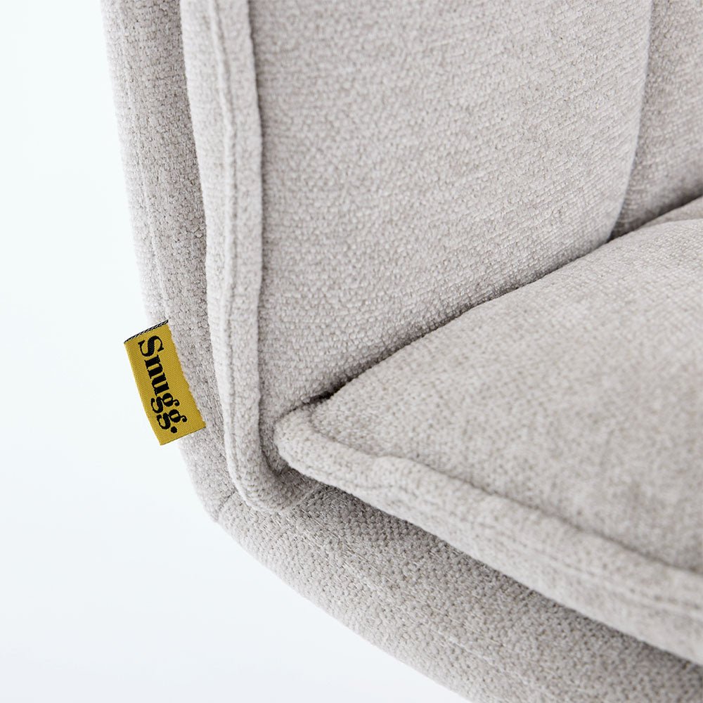 1.2m Grey Circular Ceramic Table & 4 x Grey Luxe Panel Stitch Swivel Chair Set - The Furniture Warehouse