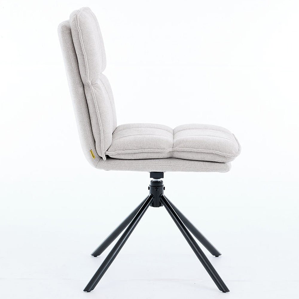 1.2m Grey Circular Ceramic Table & 4 x Grey Luxe Panel Stitch Swivel Chair Set - The Furniture Warehouse