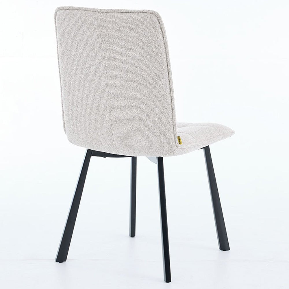 1.2m Grey Circular Ceramic Table & 4 x Grey Panel Stitch Chair Set - The Furniture Warehouse