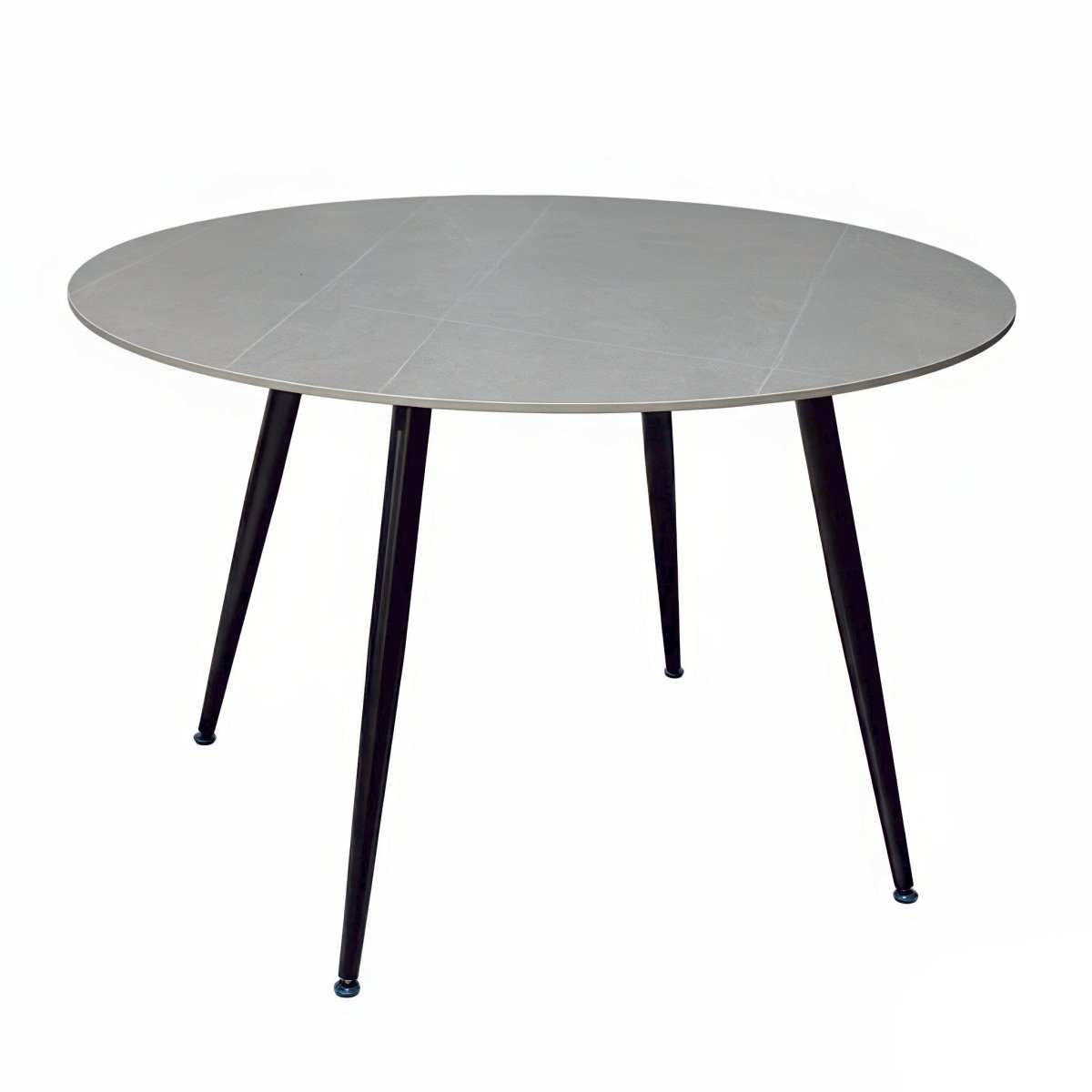 1.2m Grey Circular Ceramic Table & 4 x Grey Panel Stitch Chair Set - The Furniture Warehouse