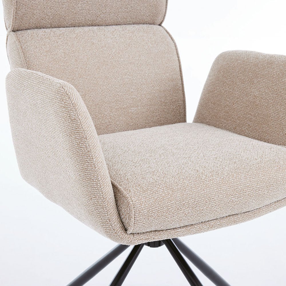 1.2m White Ceramic Table & 4 x Biscuit High Back Swivel Chair Set - The Furniture Warehouse