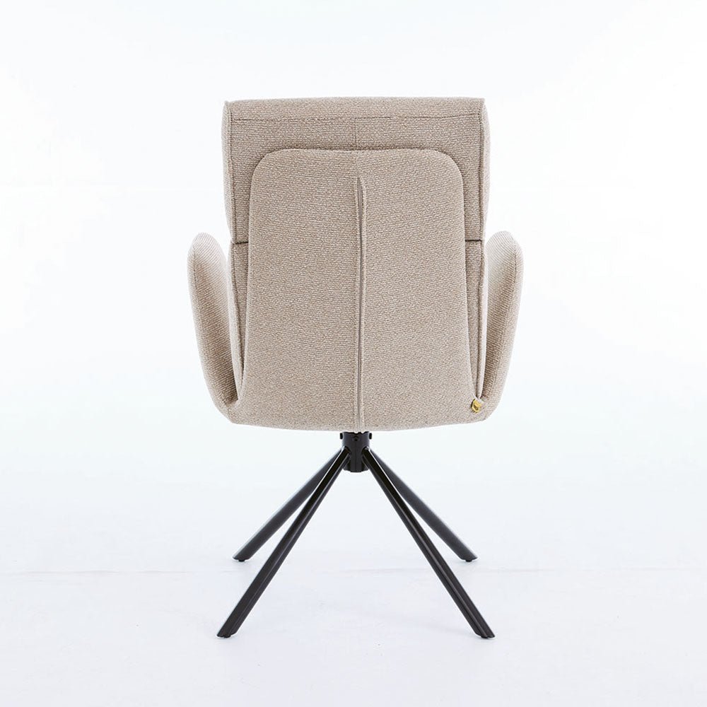 1.2m White Ceramic Table & 4 x Biscuit High Back Swivel Chair Set - The Furniture Warehouse