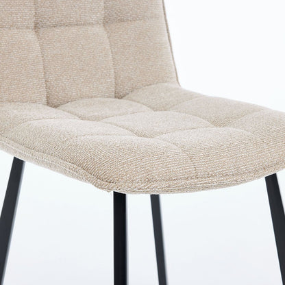 1.2m White Ceramic Table & 4 x Biscuit Panel Stitch Chair Set - The Furniture Warehouse