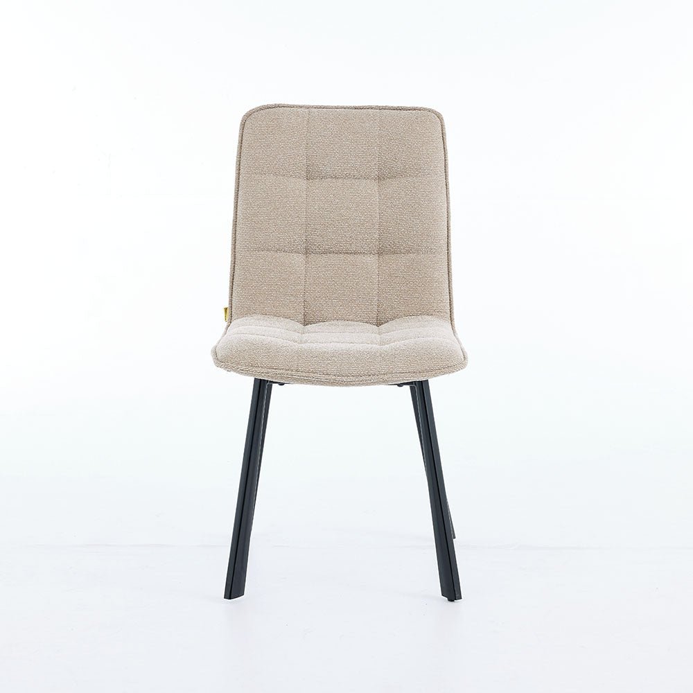 1.2m White Ceramic Table & 4 x Biscuit Panel Stitch Chair Set - The Furniture Warehouse