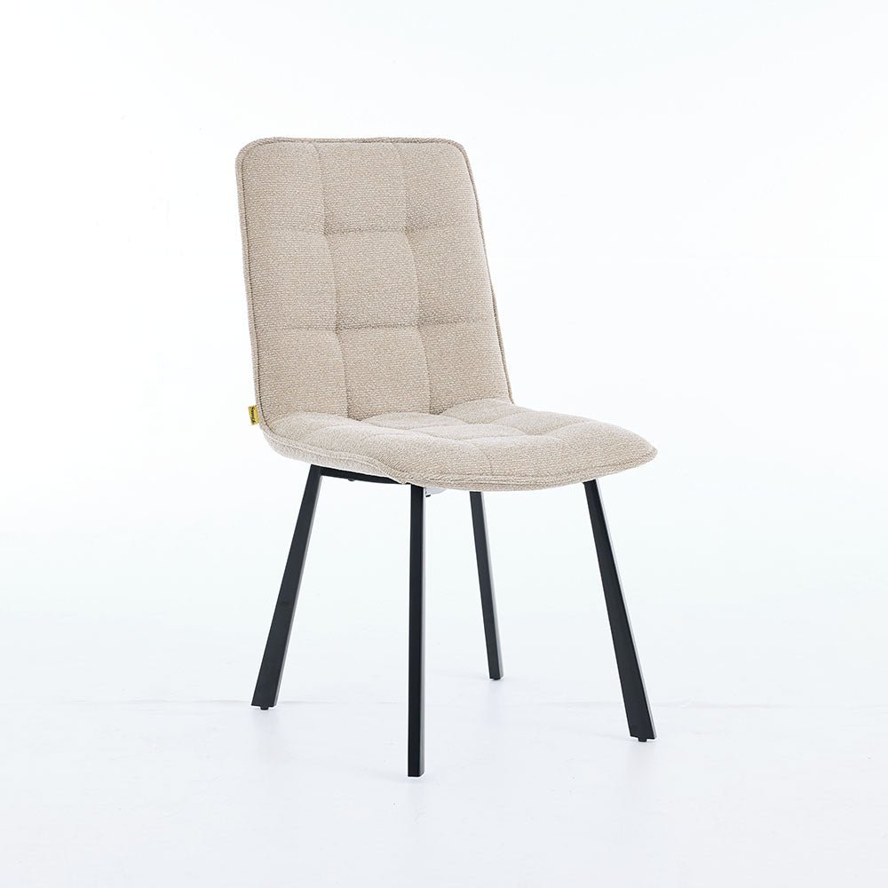 1.2m White Ceramic Table & 4 x Biscuit Panel Stitch Chair Set - The Furniture Warehouse