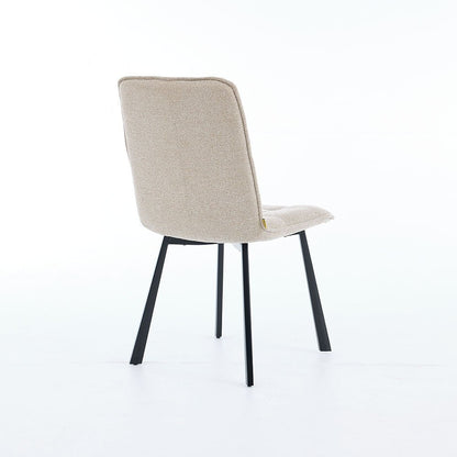 1.2m White Ceramic Table & 4 x Biscuit Panel Stitch Chair Set - The Furniture Warehouse