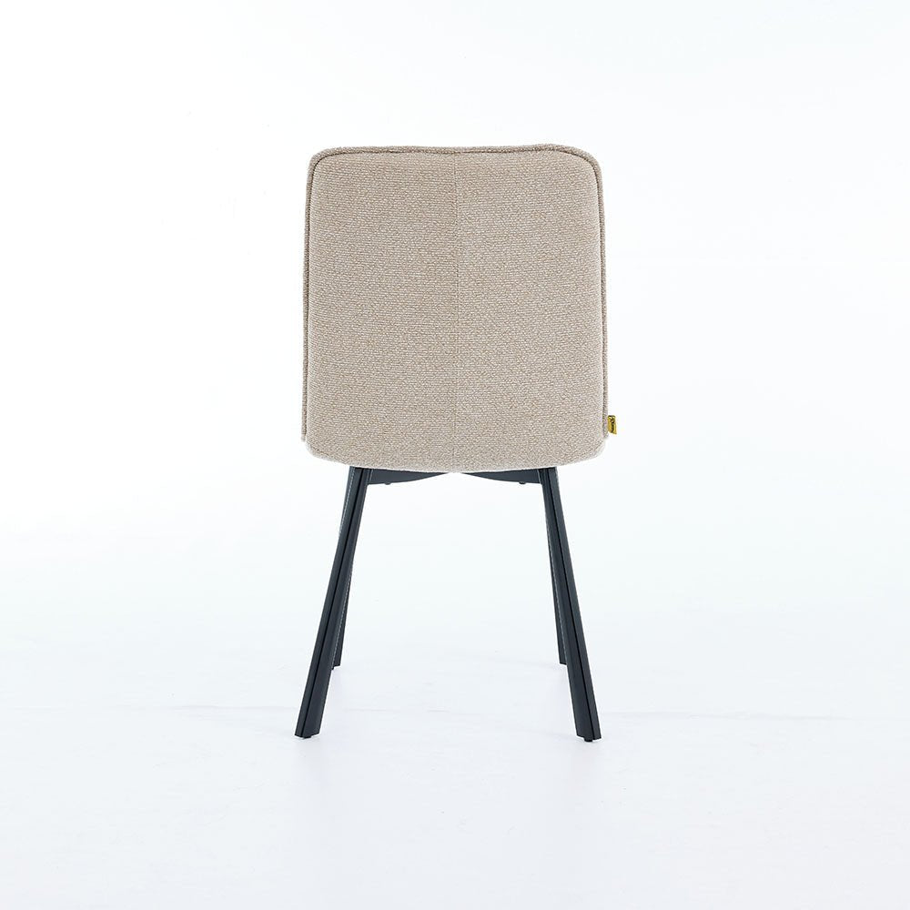 1.2m White Ceramic Table & 4 x Biscuit Panel Stitch Chair Set - The Furniture Warehouse