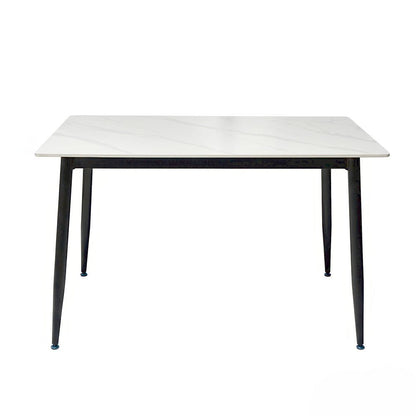 1.2m White Ceramic Table & 4 x Biscuit Panel Stitch Chair Set - The Furniture Warehouse