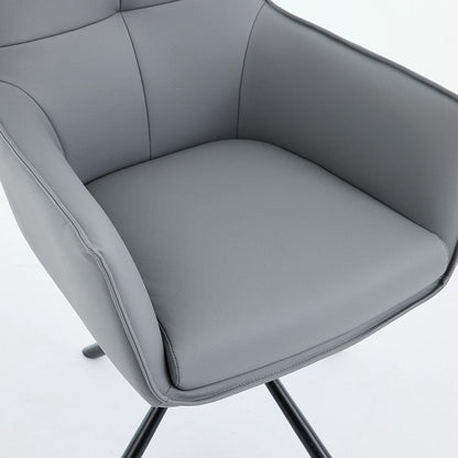 1.2m White Ceramic Table & 4 x Dark Grey Luxe Cross Stitch Swivel Chair Set - The Furniture Warehouse