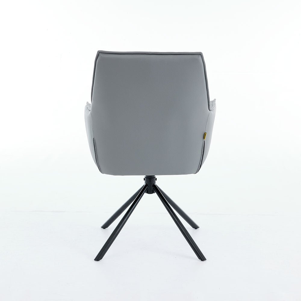 1.2m White Ceramic Table & 4 x Dark Grey Luxe Cross Stitch Swivel Chair Set - The Furniture Warehouse