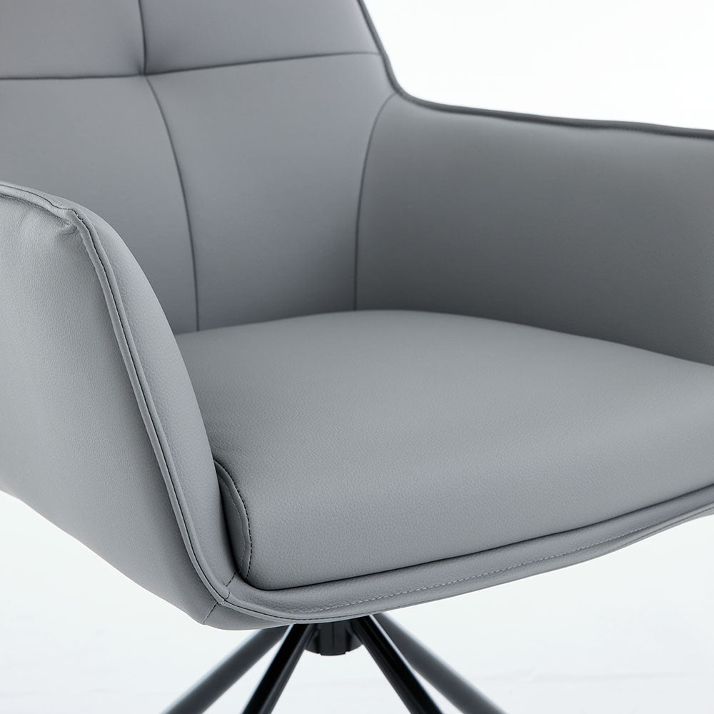 1.2m White Ceramic Table & 4 x Dark Grey Luxe Cross Stitch Swivel Chair Set - The Furniture Warehouse