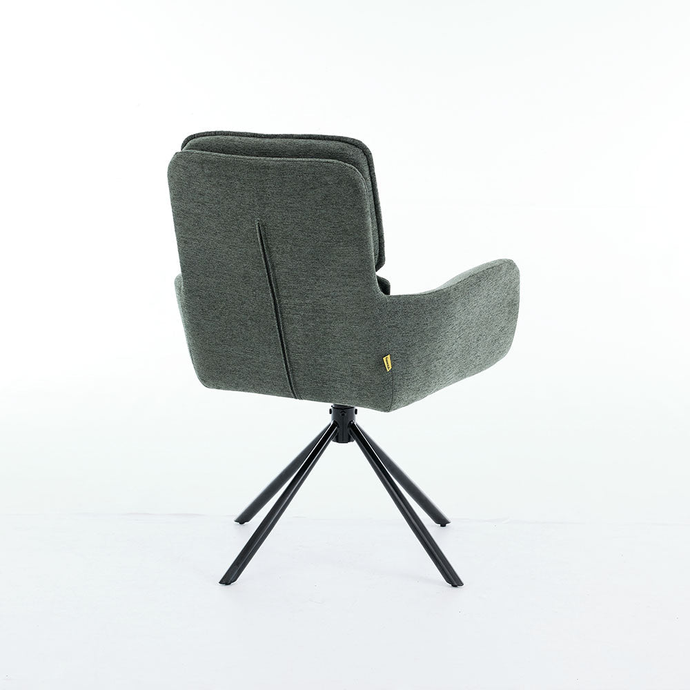 1.2m White Ceramic Table & 4 x Forest Green Luxe Panel Stitch Swivel Chair Set - The Furniture Warehouse