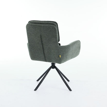 1.2m White Ceramic Table & 4 x Forest Green Luxe Panel Stitch Swivel Chair Set - The Furniture Warehouse