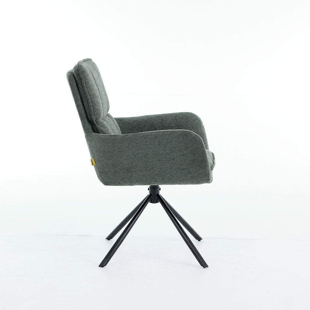 1.2m White Ceramic Table & 4 x Forest Green Luxe Panel Stitch Swivel Chair Set - The Furniture Warehouse