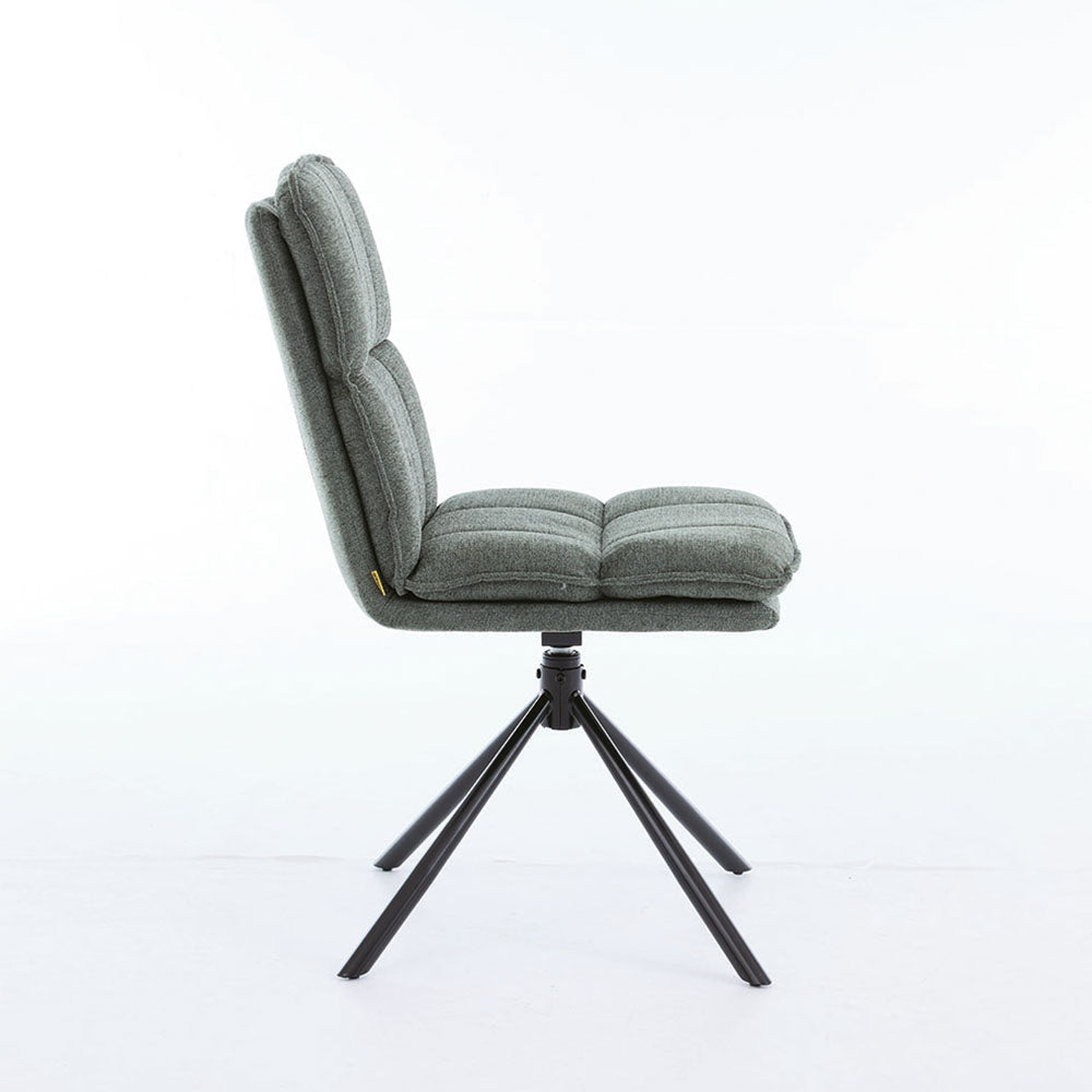 1.2m White Ceramic Table & 4 x Forest Green Luxe Panel Stitch Swivel Chair Set - The Furniture Warehouse