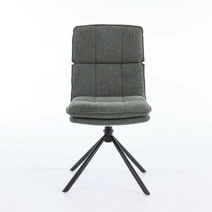 1.2m White Ceramic Table & 4 x Forest Green Luxe Panel Stitch Swivel Chair Set - The Furniture Warehouse