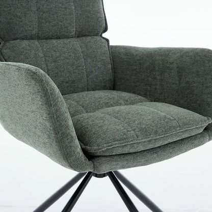 1.2m White Ceramic Table & 4 x Forest Green Luxe Panel Stitch Swivel Chair Set - The Furniture Warehouse