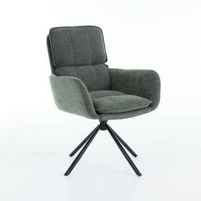 1.2m White Ceramic Table & 4 x Forest Green Luxe Panel Stitch Swivel Chair Set - The Furniture Warehouse