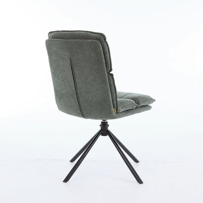 1.2m White Ceramic Table & 4 x Forest Green Luxe Panel Stitch Swivel Chair Set - The Furniture Warehouse