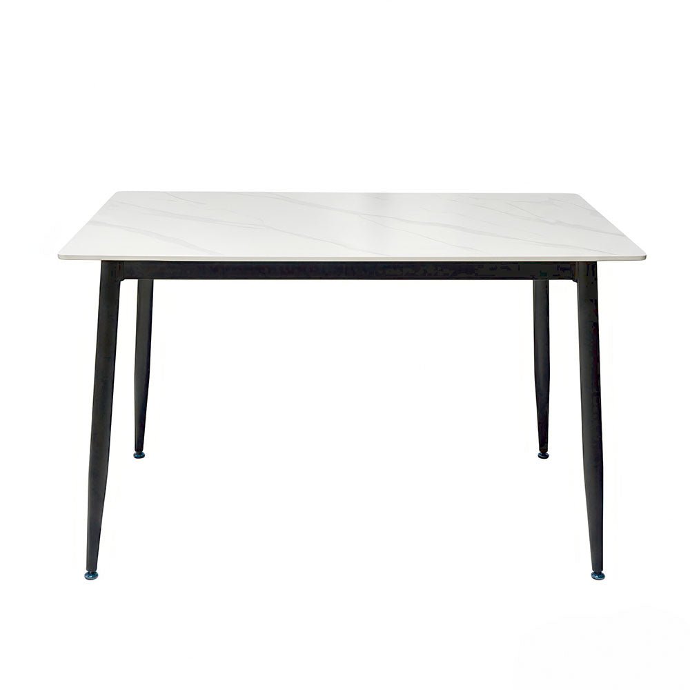 1.2m White Ceramic Table & 4 x Forest Green Luxe Panel Stitch Swivel Chair Set - The Furniture Warehouse