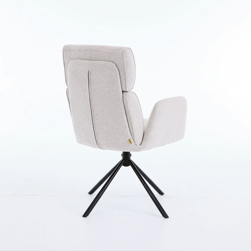 1.2m White Ceramic Table & 4 x Grey High Back Swivel Chair Set - The Furniture Warehouse