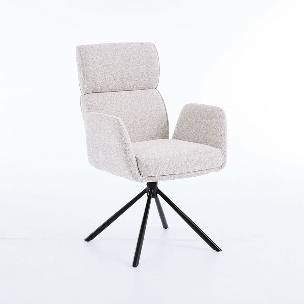 1.2m White Ceramic Table & 4 x Grey High Back Swivel Chair Set - The Furniture Warehouse