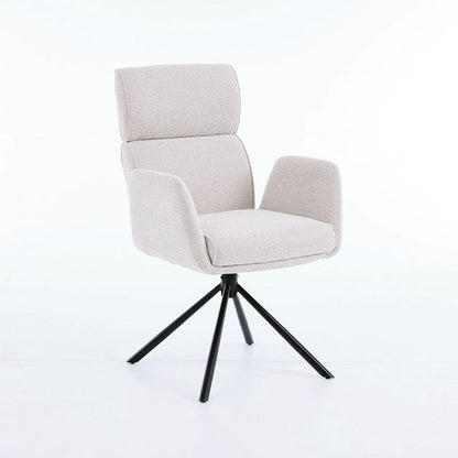 1.2m White Ceramic Table & 4 x Grey High Back Swivel Chair Set - The Furniture Warehouse