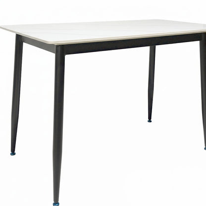 1.2m White Ceramic Table & 4 x Grey Luxe Panel Stitch Swivel Chair Set - The Furniture Warehouse