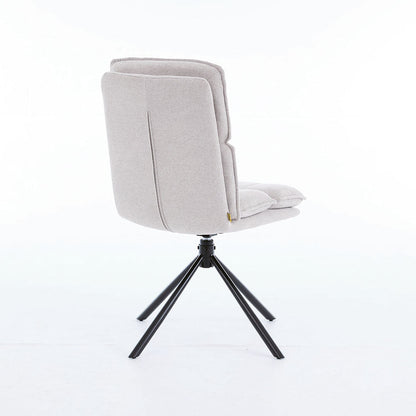1.2m White Ceramic Table & 4 x Grey Luxe Panel Stitch Swivel Chair Set - The Furniture Warehouse