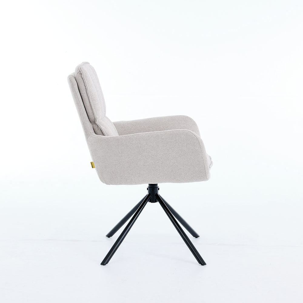 1.2m White Ceramic Table & 4 x Grey Luxe Panel Stitch Swivel Chair Set - The Furniture Warehouse