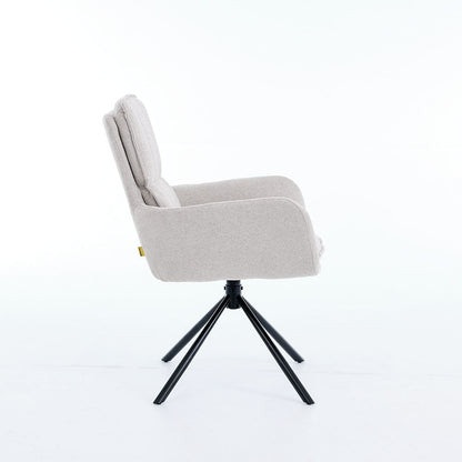 1.2m White Ceramic Table & 4 x Grey Luxe Panel Stitch Swivel Chair Set - The Furniture Warehouse