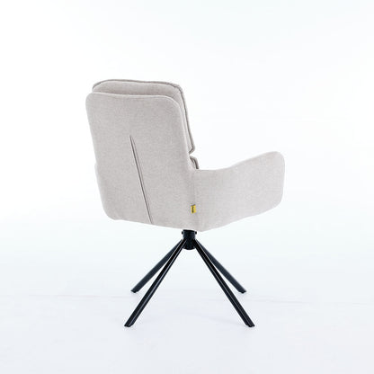 1.2m White Ceramic Table & 4 x Grey Luxe Panel Stitch Swivel Chair Set - The Furniture Warehouse