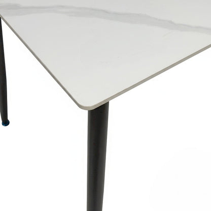 1.2m White Ceramic Table & 4 x Grey Luxe Panel Stitch Swivel Chair Set - The Furniture Warehouse