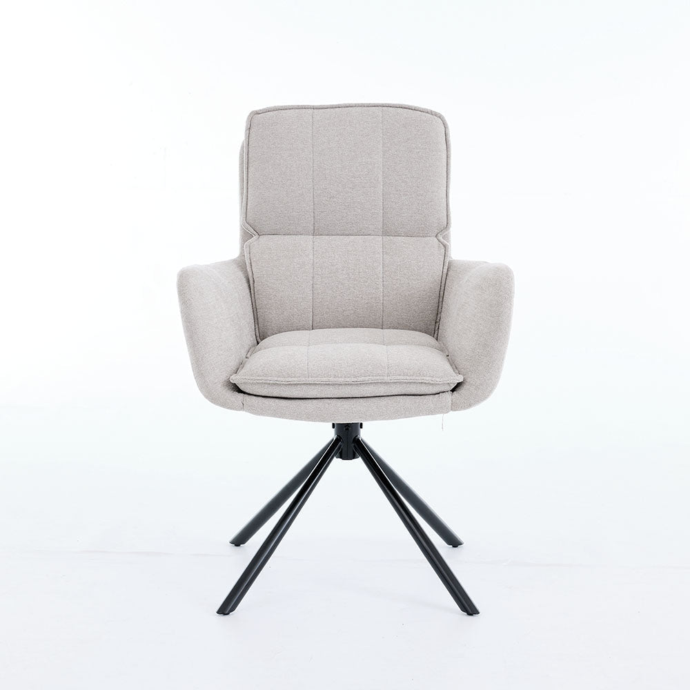 1.2m White Ceramic Table & 4 x Grey Luxe Panel Stitch Swivel Chair Set - The Furniture Warehouse