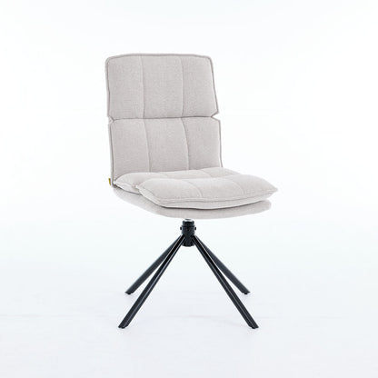 1.2m White Ceramic Table & 4 x Grey Luxe Panel Stitch Swivel Chair Set - The Furniture Warehouse