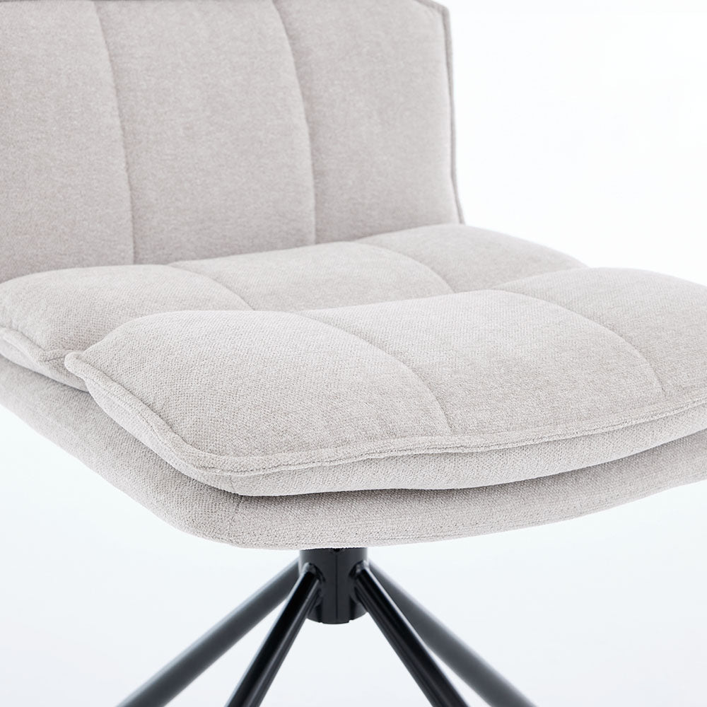 1.2m White Ceramic Table & 4 x Grey Luxe Panel Stitch Swivel Chair Set - The Furniture Warehouse