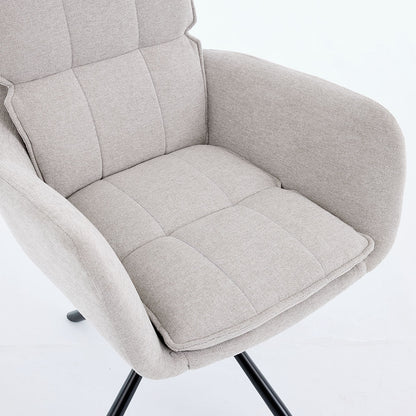 1.2m White Ceramic Table & 4 x Grey Luxe Panel Stitch Swivel Chair Set - The Furniture Warehouse