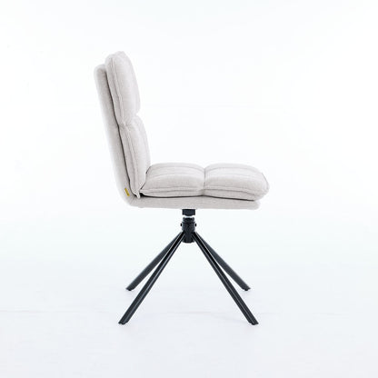 1.2m White Ceramic Table & 4 x Grey Luxe Panel Stitch Swivel Chair Set - The Furniture Warehouse