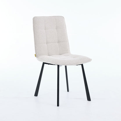 1.2m White Ceramic Table & 4 x Grey Panel Stitch Chair Set - The Furniture Warehouse