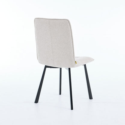 1.2m White Ceramic Table & 4 x Grey Panel Stitch Chair Set - The Furniture Warehouse