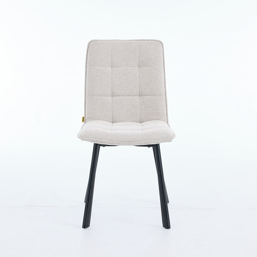 1.2m White Ceramic Table & 4 x Grey Panel Stitch Chair Set - The Furniture Warehouse