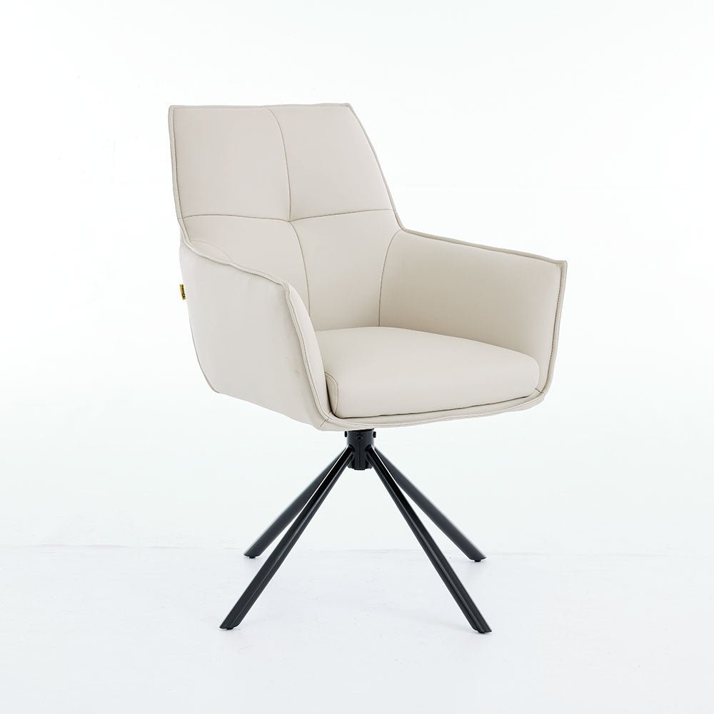 1.2m White Ceramic Table & 4 x Light Grey Luxe Cross Stitch Swivel Chair Set - The Furniture Warehouse