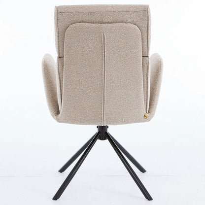 1.2m White Circular Ceramic Table & 4 x Biscuit High Back Swivel Chair Set - The Furniture Warehouse