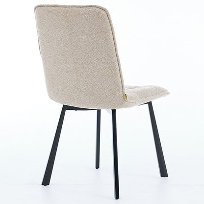 1.2m White Circular Ceramic Table & 4 x Biscuit Panel Stitch Chair Set - The Furniture Warehouse