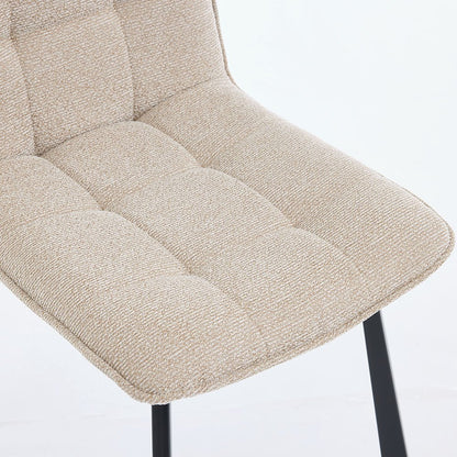 1.2m White Circular Ceramic Table & 4 x Biscuit Panel Stitch Chair Set - The Furniture Warehouse