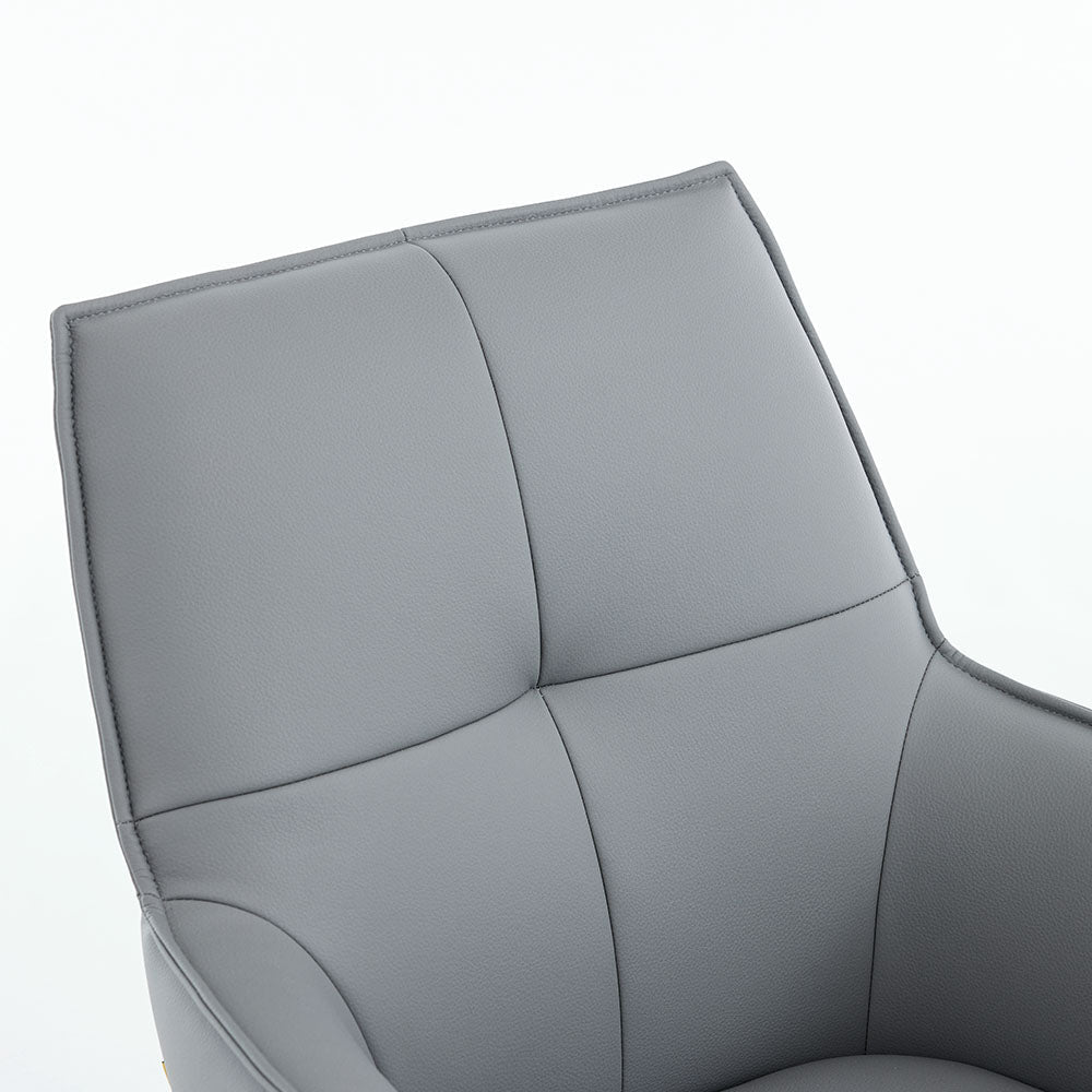 1.2m White Circular Ceramic Table & 4 x Dark Grey Luxe Cross Stitch Swivel Chair Set - The Furniture Warehouse